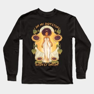 Black Girl Queen Sunflower Dream Long Sleeve T-Shirt